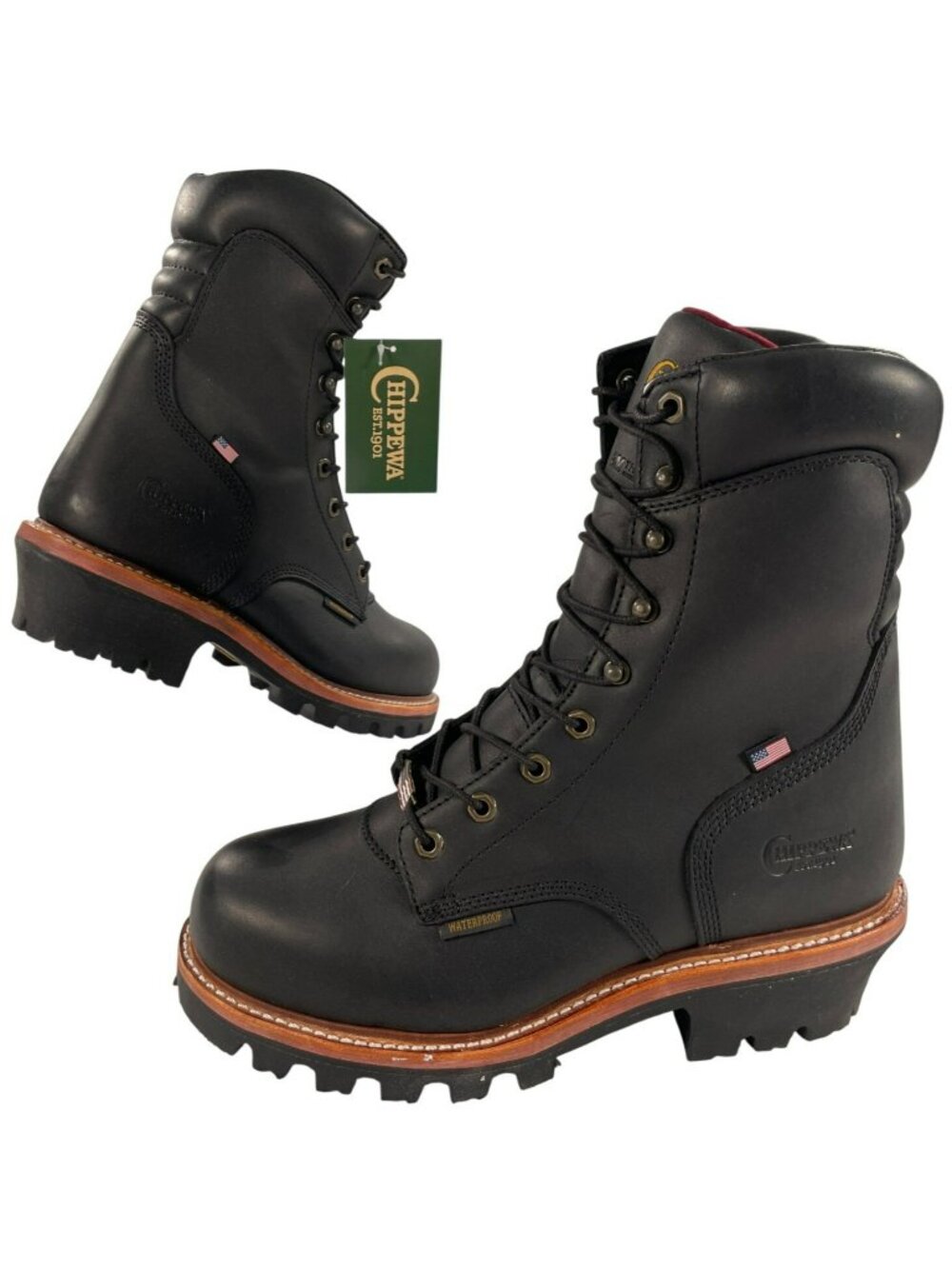 Chippewa Super Logger Black Waterproof Insulated Steel Toe Work Boots Sz 10 EEE